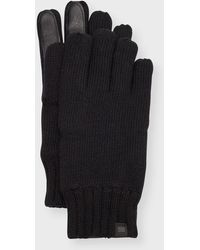 UGG - Knit Gloves With Leather Palm Patch - Lyst