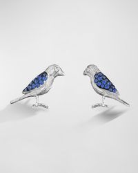Mimi So - Oxidized 18K Wonderland Pave Sapphire And Diamond Bird Stud Earrings - Lyst