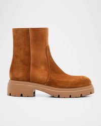 Stuart Weitzman - Hudson Lite Suede Zip Ankle Boots - Lyst