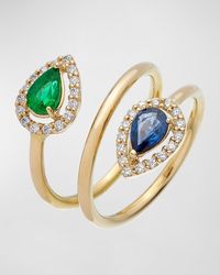 Krisonia - 18k Yellow Gold Ring With Emerald, Sapphire And Diamonds - Lyst