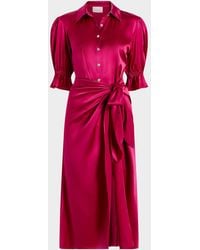 Cinq À Sept - Fabbie Short-Sleeve Gathered Silk Shirtdress - Lyst