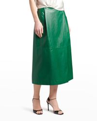 Giorgio Armani - Nappa Leather Midi Wrap Skirt - Lyst