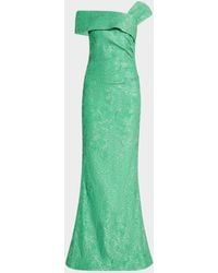 Teri Jon - One-Shoulder Metallic Stretch Jacquard Gown - Lyst
