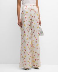 Hellessy - Luc High-Rise Butterfly-Print Wide-Leg Silk Palazzo Pants - Lyst