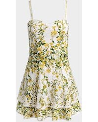 Alice + Olivia - Meredith Embroidered Floral Mini Dress - Lyst