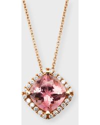 Lisa Nik - 18k Rose Gold Pink Tourmaline Pendant With Diamonds - Lyst