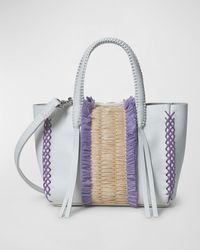 Callista - Micro Leather & Raffia Tote Bag - Lyst