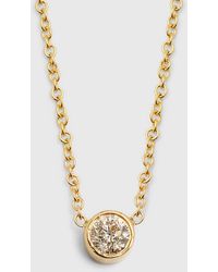 Zoe Lev - 14k Gold Large Bezel Diamond 0.25ct Necklace - Lyst