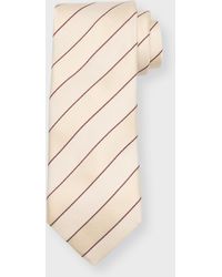 Brunello Cucinelli - Double Stripe Silk-Cotton Tie - Lyst