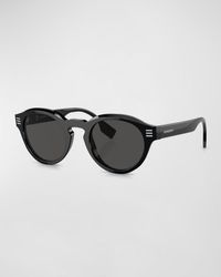Burberry - Acetate Round Sunglasses - Lyst