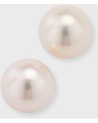 Assael - Akoya Cultured 9mm 18k White Gold Pearl Stud Earrings - Lyst