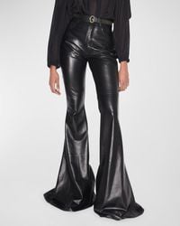 Alaïa - High-Rise Flared Leather Pants - Lyst