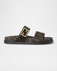 Fendi - Ff Monogram Feel Slide Sandals - Lyst