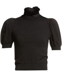 Alice + Olivia - Chase Puff-Sleeve Ruffle-Neck Sweater - Lyst