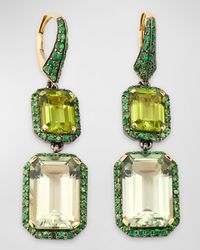 Goshwara - Rain Forest And Presiolite Emerald Cut Earrings With Tsavorite - Lyst
