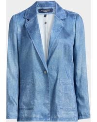 Kobi Halperin - Veronica Denim-Print Satin Jacket - Lyst