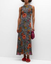Fuzzi - Sleeveless Floral Lace-Print Maxi Dress - Lyst