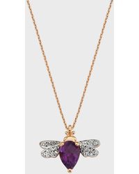 BeeGoddess - 14k Rose Gold Bee Amethyst And Diamond Necklace - Lyst