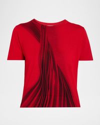 Jason Wu - Dancing Pleat Printed Short-Sleeve Knit Top - Lyst