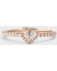 64 Facets - 18k Rose Gold Heart Diamond Solitaire Ring, Size 6 - Lyst