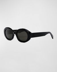 Celine - Triomphe Logo Oval Acetate Sunglasses - Lyst