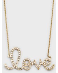 Sydney Evan - Large 14k Yellow Gold & Diamond Love Necklace - Lyst