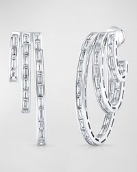 Rahaminov Diamonds - 18k White Gold Baguette Diamond Triple Hoop Earrings - Lyst