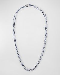 64 Facets - 18k White Gold Diamond And Blue Sapphire Bead Necklace - Lyst