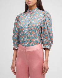 Smythe - Frontier Floral Cotton Short-Sleeve Button-Front Blouse - Lyst
