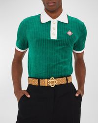 Casablanca - Ribbed Velour Polo Shirt - Lyst