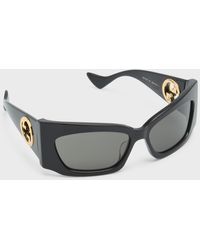 Gucci - GG Logo Acetate Shield Sunglasses - Lyst