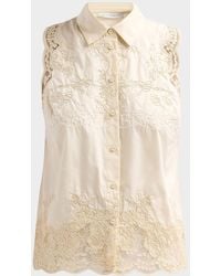 Tahari - July The Ivy Embroidered Cotton Lace Blouse - Lyst