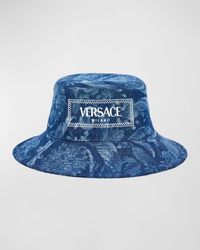 Versace - Embroidered Logo Barocco Print Bucket Hat - Lyst