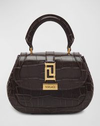 Versace - Greca Goddess Mini Croc-embossed Top-handle Bag - Lyst