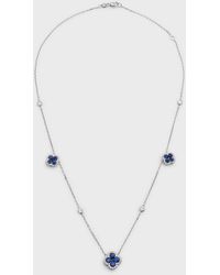 Neiman Marcus - 18k Blue Sapphire Flower And Diamond Station Necklace - Lyst