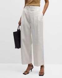 Totême - Mid-Rise Pleated Relaxed Wide-Leg Twill Trousers - Lyst