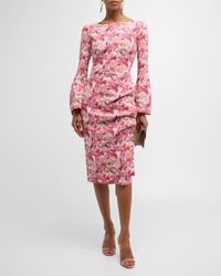 La Petite Robe Di Chiara Boni - Ruched Floral-Print Bodycon Dress - Lyst