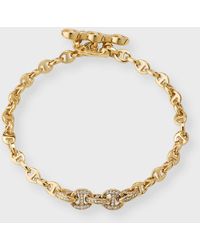 Hoorsenbuhs - 18k Yellow Gold 3mm Open Link Bracelet With Diamonds - Lyst
