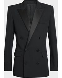 Balmain - Apos;S Satin Peak Lapel Double-Breasted Blazer Jacket - Lyst