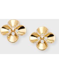 Frederic Sage - 18k Yellow Gold Camellia Polished And Diamond Stud Earrings - Lyst