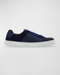 Ferragamo - Clayton Leather And Suede Low-Top Sneakers - Lyst