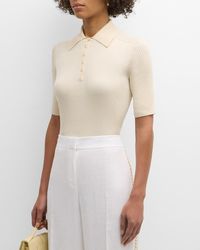 Lafayette 148 New York - Ribbed Elbow-Sleeve Polo - Lyst