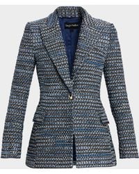 Sergio Hudson - Single-Breasted Denim Jacquard Blazer Jacket - Lyst