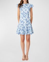 Shoshanna - Maverick Flutter-Sleeve Floral Lace Mini Dress - Lyst