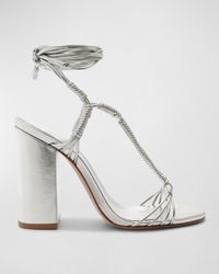 SCHUTZ SHOES - Amunet Beaded Metallic T-Strap Sandals - Lyst