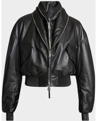 Givenchy - Double Shawl-Collar Leather Crop Bomber Jacket - Lyst