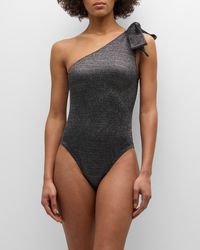 Lisa Marie Fernandez - Metallic One-Shoulder Bow One-Piece Swimsuit - Lyst
