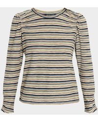 Veronica Beard - Bouvet Shirred Long-Sleeve Tee - Lyst