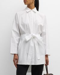 Max Mara - Tea Long-Sleeve Belted Oversized Collared Shirt - Lyst