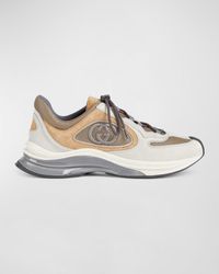Gucci - Run Premium Mesh And Suede Gg Runner Sneakers - Lyst
